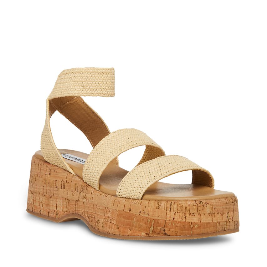 Sandalias de Plataforma Steve Madden Sashes Raffia Mujer Beige | ES TI4E63